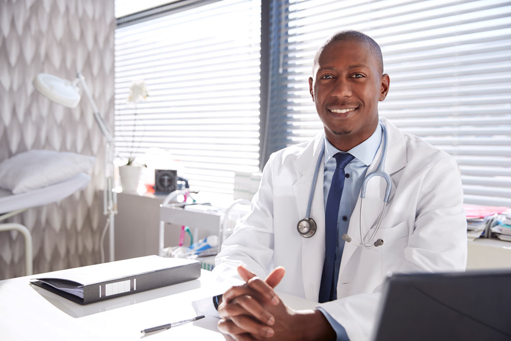 Doctor in his office.